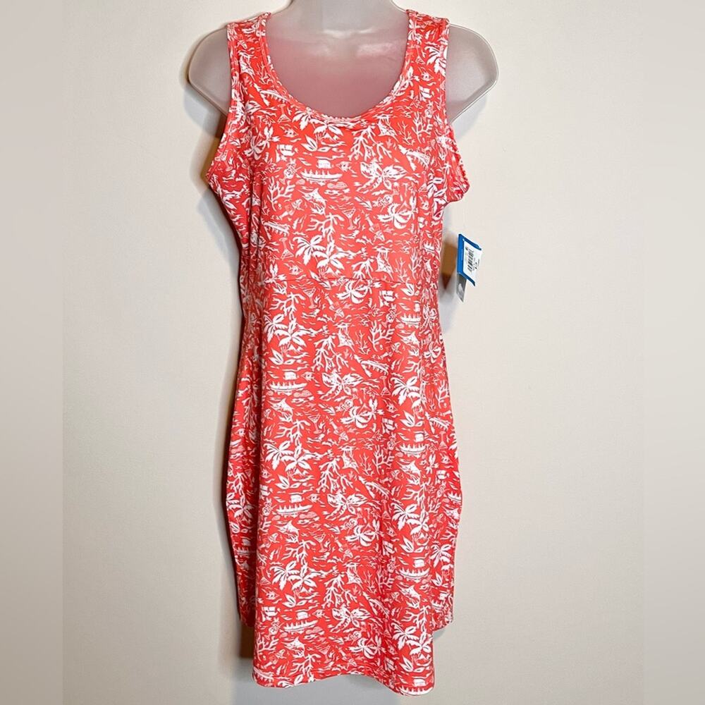 NWT COLUMBIA PFG Omni-Wick Coral Tropical Floral Mini Dress Small - Picture 2 of 8